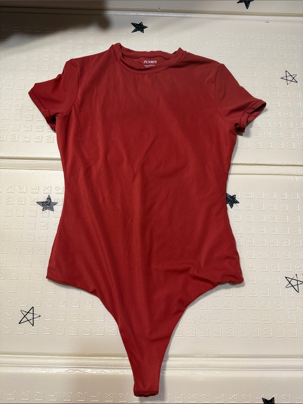 Red Short-Sleeve Crewneck Bodysuit